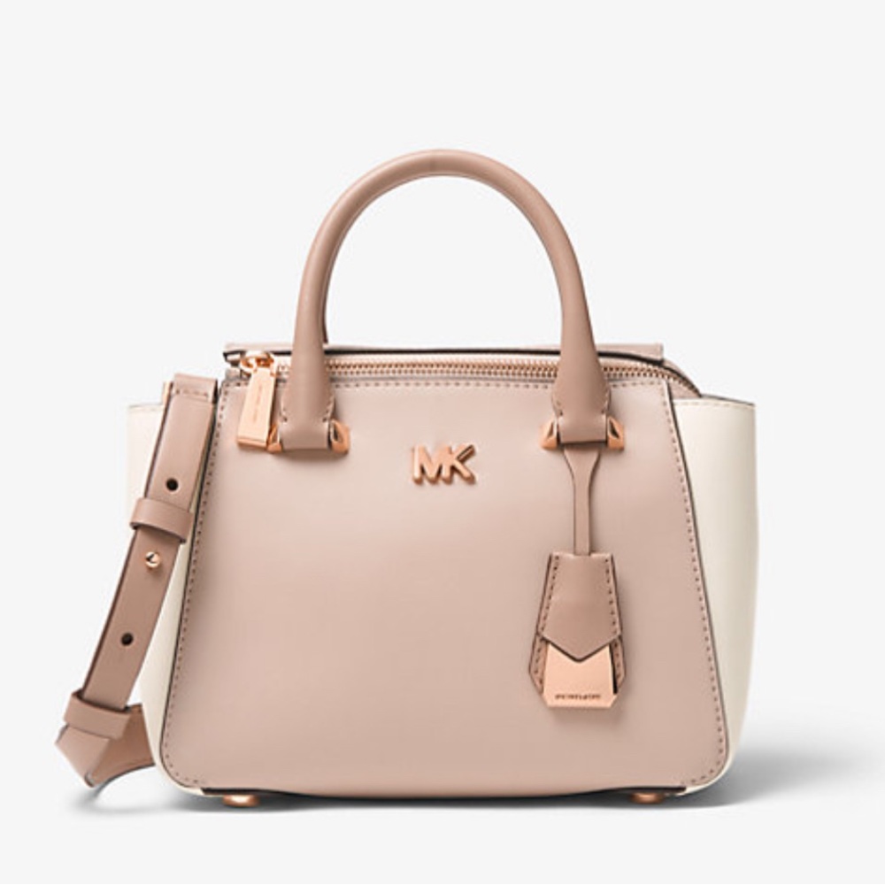 NWOT MICHALE KORS NOTILA MINI COLOR-BLOK LEATHER CROSSBODY BAG BLUSH PINK